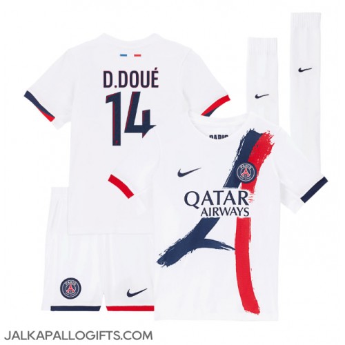 Paris Saint-Germain Desire Doue #14 Vieras Peliasu Lasten 2024-25 Lyhythihainen (+ Lyhyet housut)